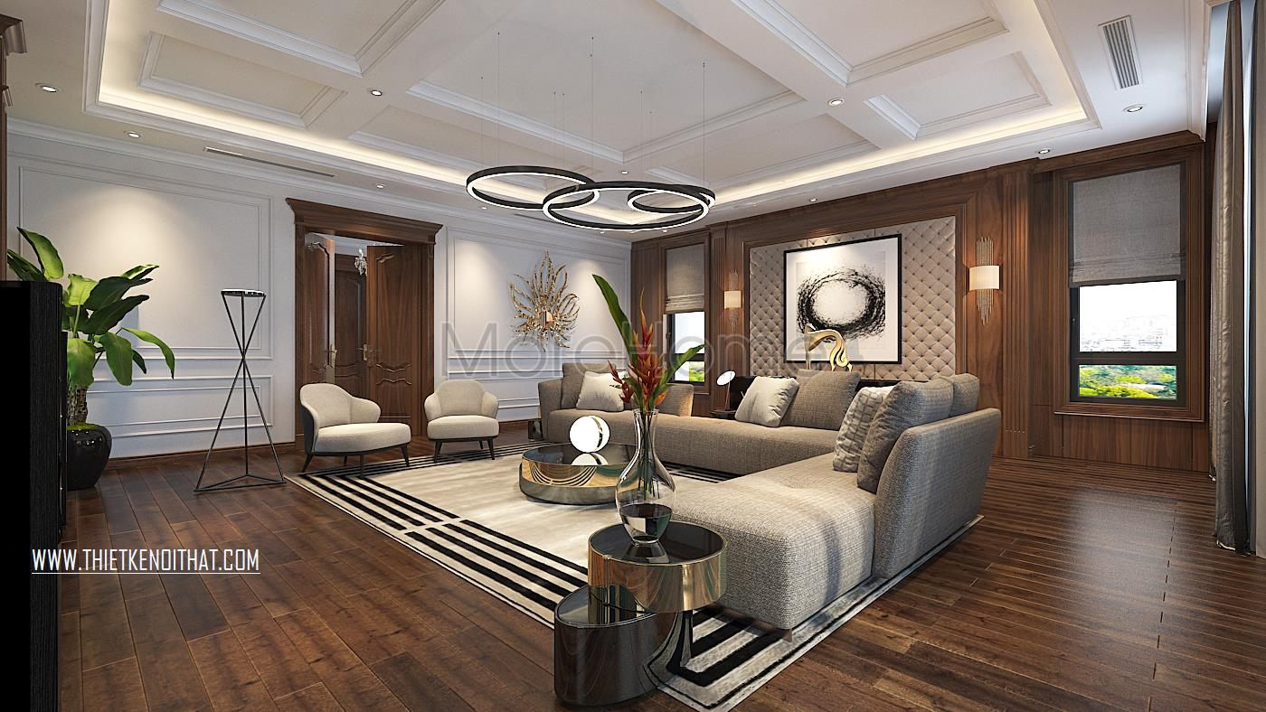 Thiết kế nội thất phòng khách biệt thự Vinhomes GreenBay HL30 